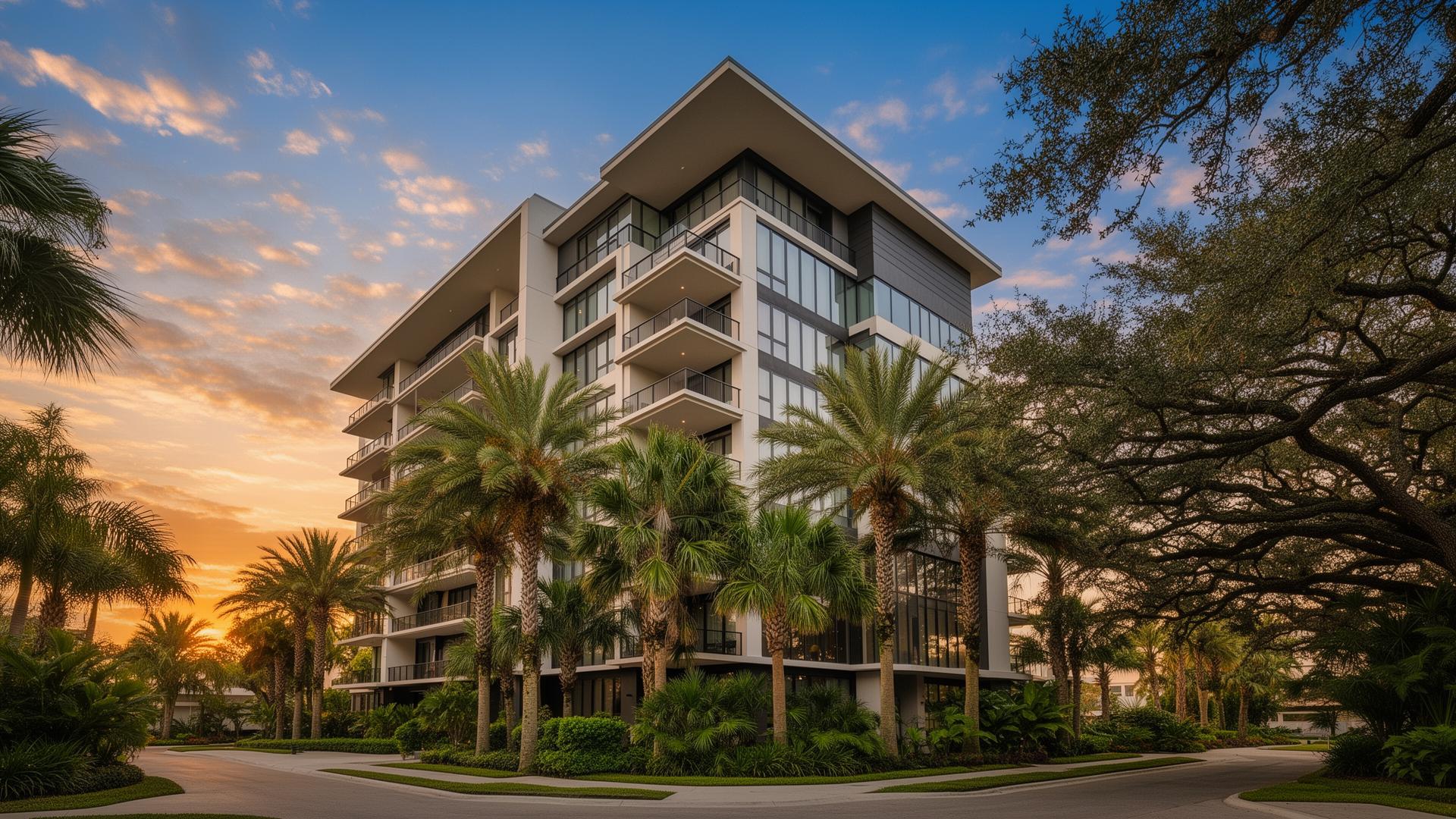 Multifamily property in Central Florida at golden hour